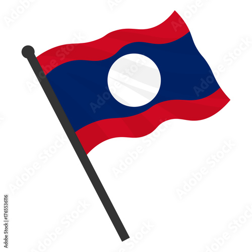 Waving flag of Laos country. Isolated Laos flag.