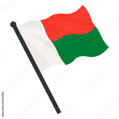 Madagascar Flag icon. Round flag of Madagascar icon design, vector illustration