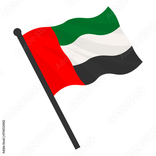 UAE flag. United Arab Emirates flag vector illustration isolated design for national day 2 December.