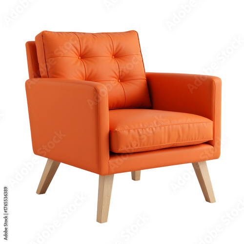 Modern Orange Armchair Design with transparent background