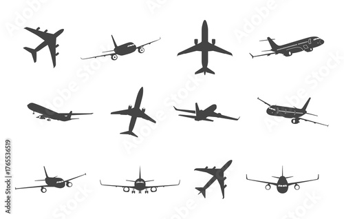 Airplane svg, Airplane silhouette, Airplane icon, Airplane clipart, Passenger plane svg, Aircraft silhouette, Passenger airplane silhouette. 
