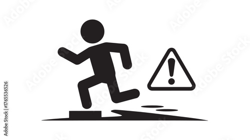 Trip hazard vector icon warning sign for safety isolated on white background
