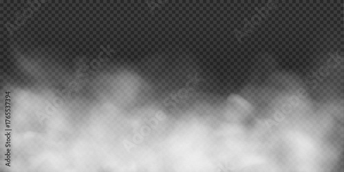 White smoke rises in soft, flowing patterns over a transparent canvas. Realistic textures enhance fog, steam, and vapor effects. Perfect for illustrations and layered designs.