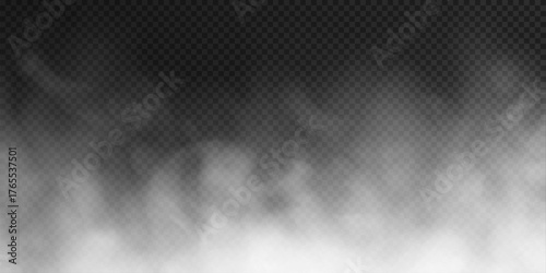 White smoke swirls gently over a transparent background, forming soft and natural cloud shapes. Perfect for illustrations, web graphics, and overlays. Enhances depth.