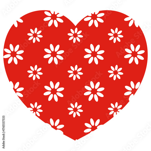 花柄がかわいいハートマークのイラスト