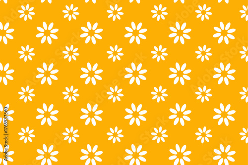 シンプルな白い花柄の背景イラスト（オレンジ）
