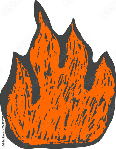 Hand Drawn Flame Illustration Sticker Cut Out