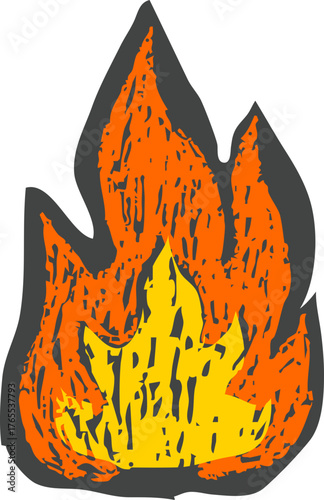 Hand Drawn Flame Illustration Sticker Cut Out