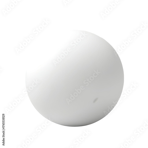 A perfectly round, white sphere floats on a stark, black background