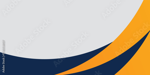 Professional abstract background with curved shapes in white, navy blue, and orange. modern trendy design in Vector