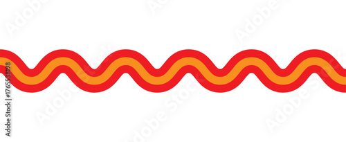 Seamless Retro Wave Border Vector in Red and Orange - Graphic Divider for Fun, Music, and Vintage Design