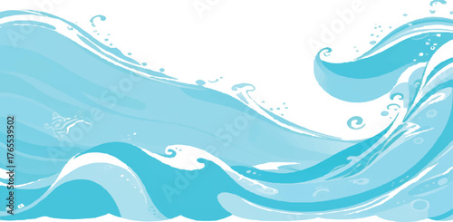 Stylized ocean waves illustration vector design with light blue colors perfect for backgrounds and decorative elements