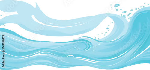 Abstract blue water waves illustration flowing vector background with splashes perfect for summer designs and aquatic themes