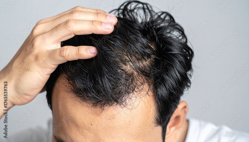 Naklejka premium 薄毛の男性:植毛