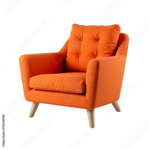 Modern Orange Armchair Design with transparent background