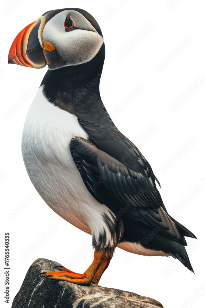 Naklejka premium PNG Colorful puffin bird perched.