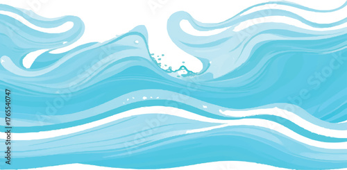 Stylized blue waves illustration flowing water design perfect for backgrounds and creative projects