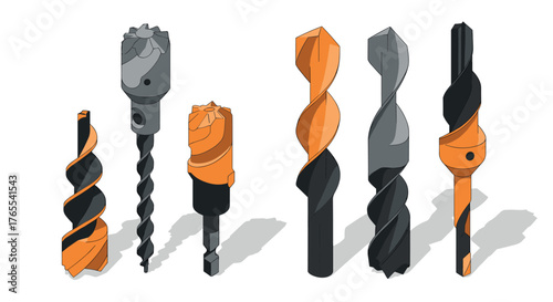Isometric industrial drill bits with modern geometric design