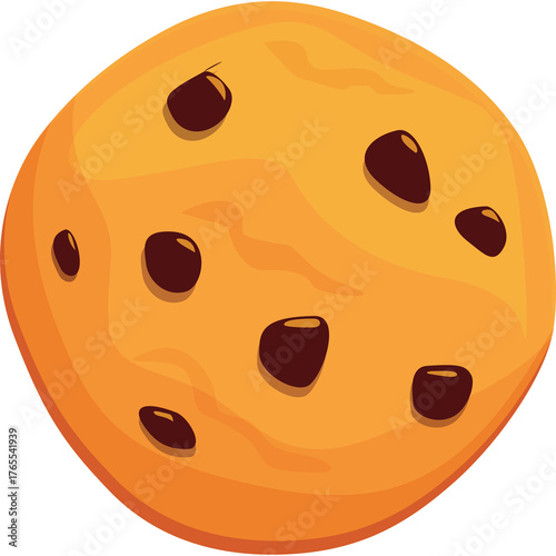 A Single Chocolate Chip Cookie With A Transparent Background And A Warm Golden Brown Color And A Realistic Texture Perfect For Sweet Food Content