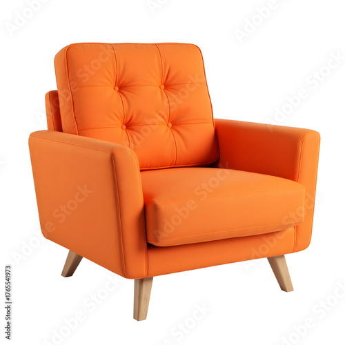 Modern Orange Armchair Design with transparent background