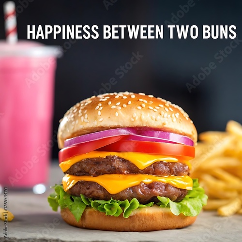 Tasty Hamburger with Melting Cheese