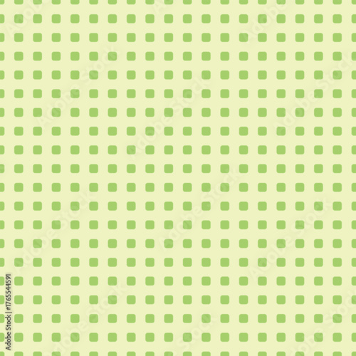 Seamless vector pattern featuring fresh lime rounded squares on a pale green background. Perfect for branding, packaging, web design, and textile projects requiring a clean, natural aesthetic.