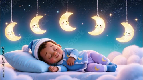 Seamless loop Baby lullaby baby breathing Animation
