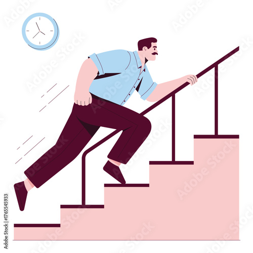 Office employee running upstairs in a rush – Illustration 
