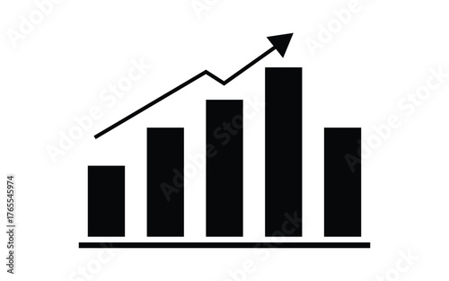 Simple black and white diagram illustration depicting growth chart and positive trend.