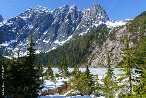 Frozen Alpine Lake, Strathcona Provincial Park, Vancouver Island, Canada