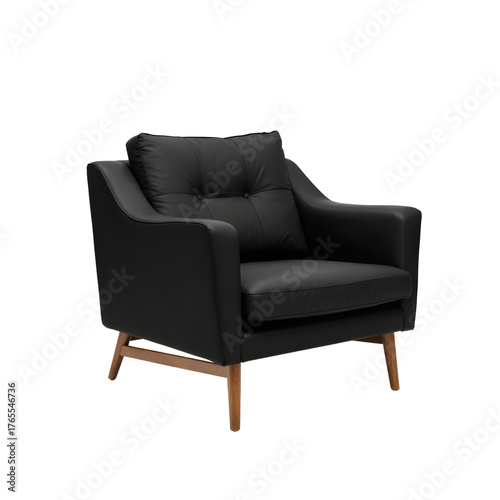 Modern Black Armchair Design with transparent background