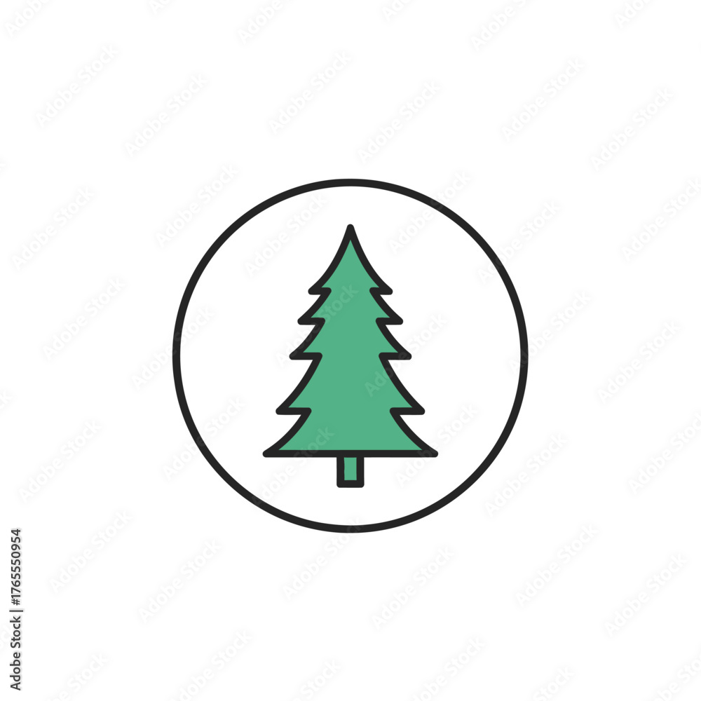 Fototapeta premium Evergreen tree icon in circle nature symbol.