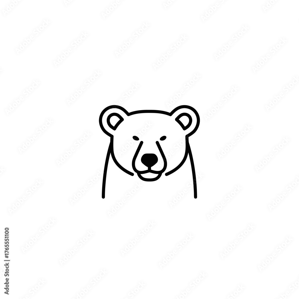 Fototapeta premium Minimalist Line Art Bear Head Icon.