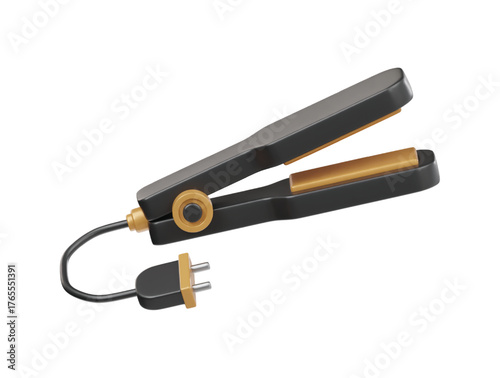 Hair straightener icon 3d render illustration