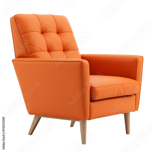 Modern Orange Armchair Design with transparent background