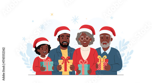 Family Christmas Celebration - Joyful Gathering with Gifts and Festive Cheer.