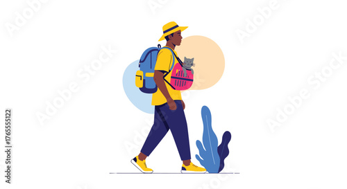 Person with backpack walking on a journey.