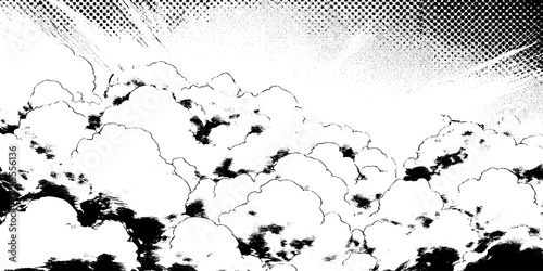 Monochrome anime manga artwork of dramatic smoke swirl effect