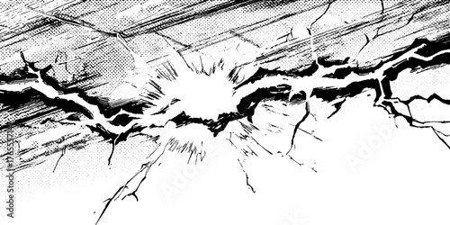 Dynamic black and white anime lightning bolt illustration for comics and posters