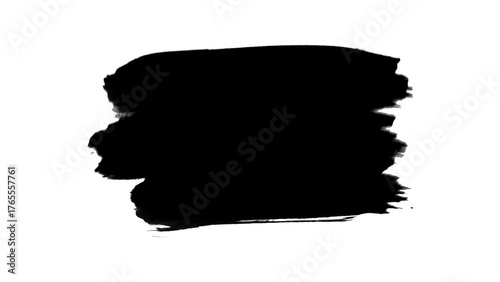 Black paint brush stroke abstract grunge vector element isolated on white background