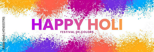 Happy Holi letter text colour Holi celebration vector illustration greetings 