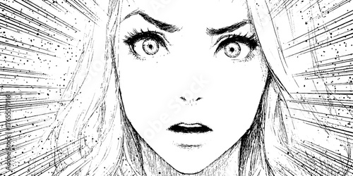 Intense manga style black and white comic background with radial speed effect