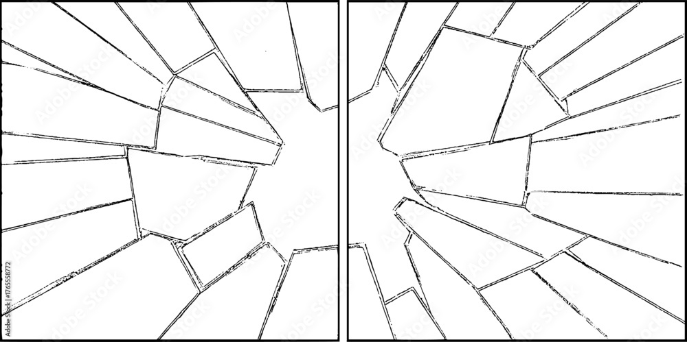 Obraz premium Black and white manga layout with shattered panel borders for dynamic comic design