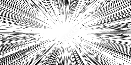 Dynamic radial speed burst in black and white for manga design