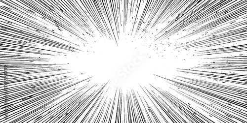 Dynamic black and white radial burst lines for manga and anime design