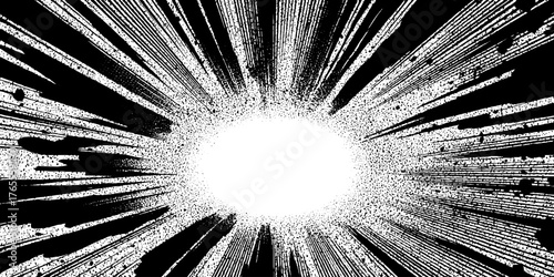 Dynamic radial burst with dense black rays for anime and manga design