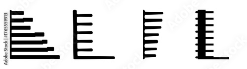 Vector art of abstract graphic representation of bar charts and histograms with varying lengths and heights, isolated on a