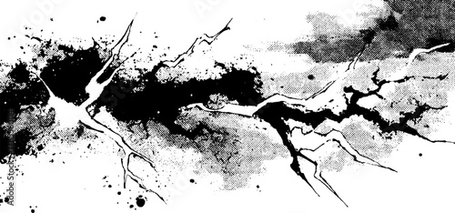 Dynamic electric surge in manga ink with sharp zigzag energy for creative designs