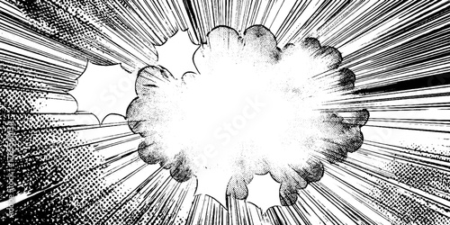 Explosive manga burst with circular motion rays for dynamic comic design