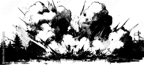 Dynamic ground shockwave with manga dust and debris effect for comic layouts